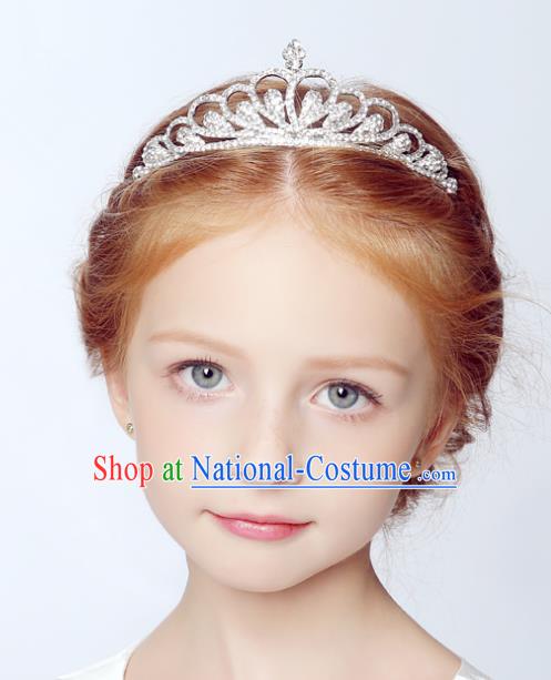 Handmade Children Hair Accessories Crystal Royal Crown, Princess Model Show Headwear Hair Clasp for Kids