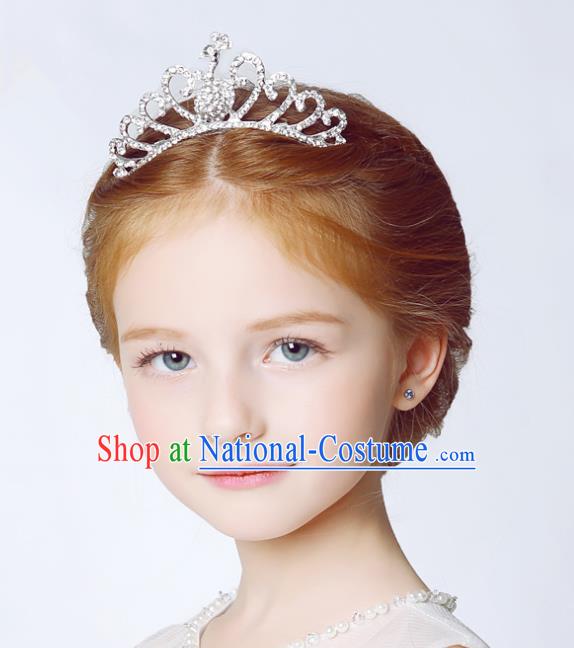 Handmade Children Hair Accessories Crystal Royal Crown, Princess Model Show Headwear Hair Clasp for Kids