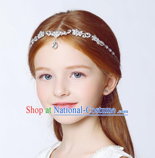 Handmade Children Hair Accessories Crystal Forehead Ornament, Princess Model Show Headwear Hair Clasp for Kids