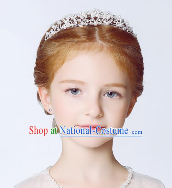 Handmade Children Hair Accessories Crystal Royal Crown, Princess Halloween Model Show Headwear Hair Clasp for Kids