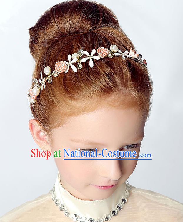 Handmade Children Hair Accessories Ceramics Flowers Hair Stick, Princess Halloween Model Show Headwear Hair Clasp for Kids