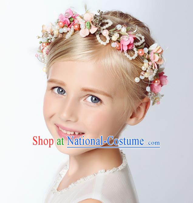 Handmade Children Hair Accessories Flowers Garland, Princess Halloween Model Show Headwear Hair Clasp for Kids