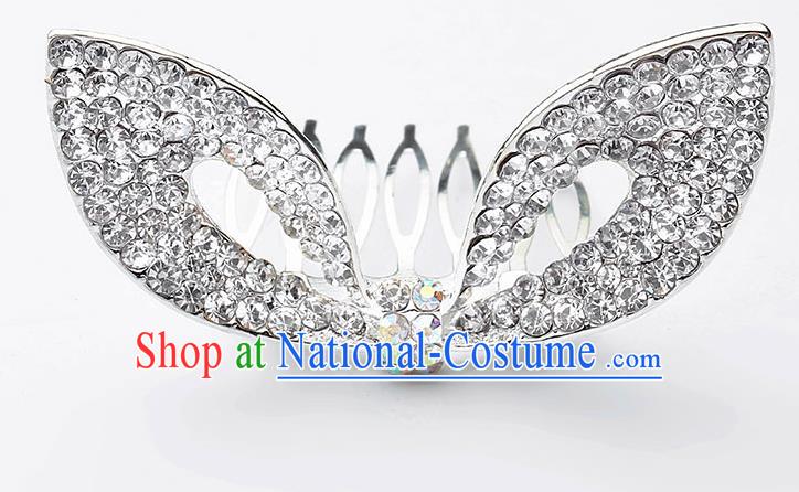 Handmade Children Hair Accessories Crystal Hair Comb, Princess Halloween Model Show Royal Crown Headwear for Kids