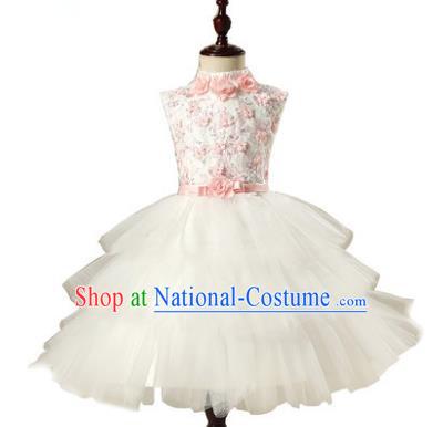 Children Model Show Dance Costume Bubble Veil Dress, Ceremonial Occasions Catwalks Princess Full Dress for Girls