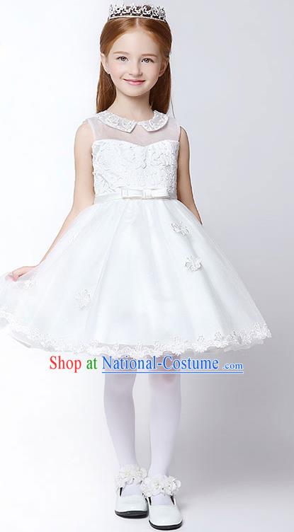 Children Model Show Dance Costume Lace Bubble Full Dress, Ceremonial Occasions Catwalks Princess Dress for Girls