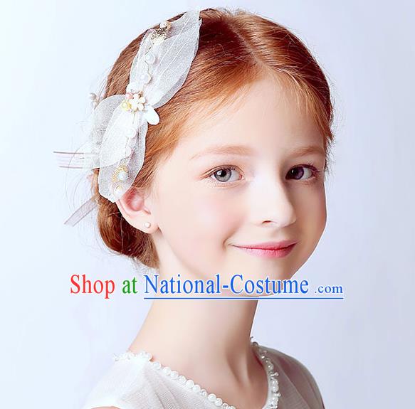 Handmade Children Hair Accessories Pink Bowknot Hair Stick, Princess Halloween Model Show Hair Claw Headwear for Kids