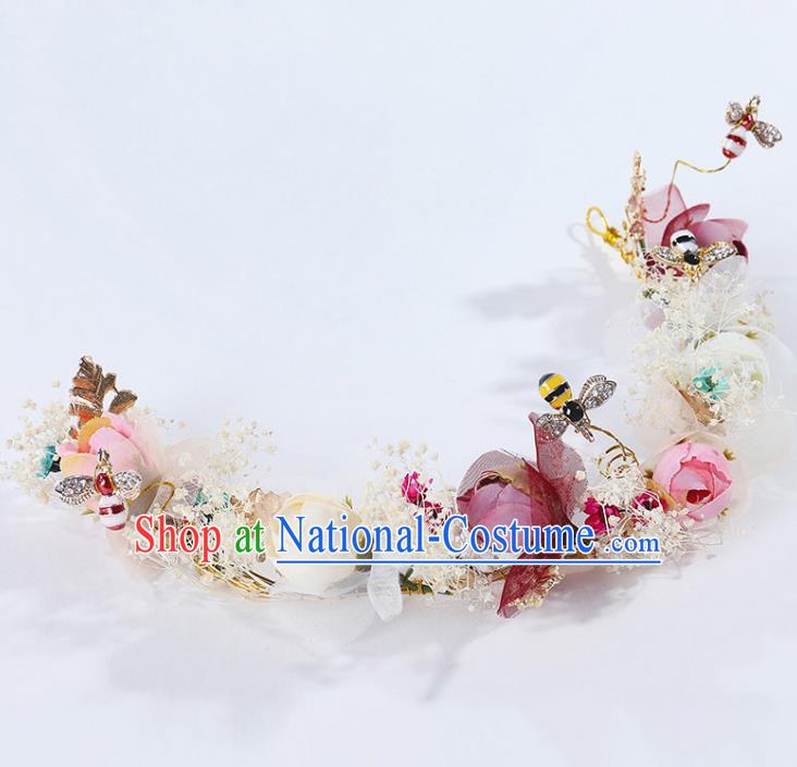 Handmade Children Hair Accessories Flowers Hair Stick, Princess Halloween Model Show Hair Clasp Headwear for Kids