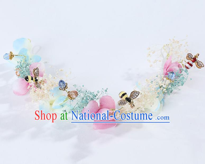 Handmade Children Hair Accessories Flowers Hair Stick, Princess Halloween Model Show Hair Clasp Headwear for Kids