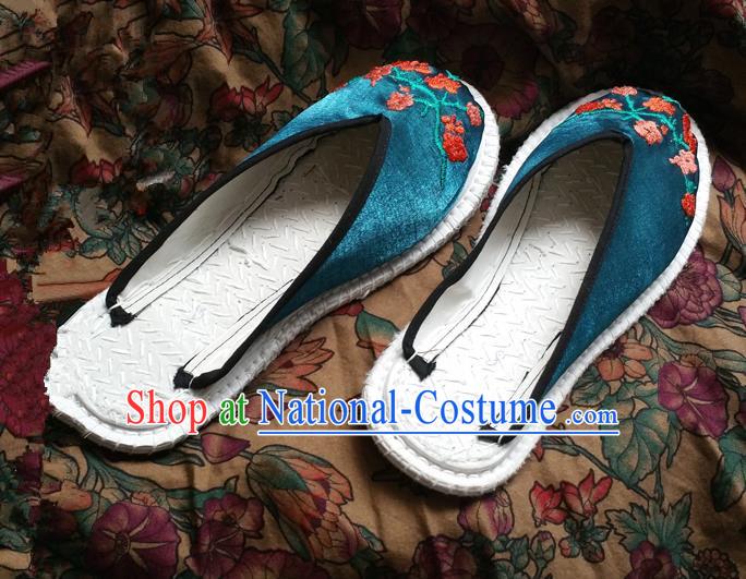 Asian Chinese Shoes Wedding Shoes Green Embroidered Slippers, Traditional China Opera Shoes Hanfu Shoes Embroidered Shoes