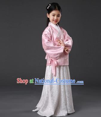 Asian China Ancient Ming Dynasty Palace Lady Costume, Traditional Chinese Hanfu Embroidered Clothing for Kids