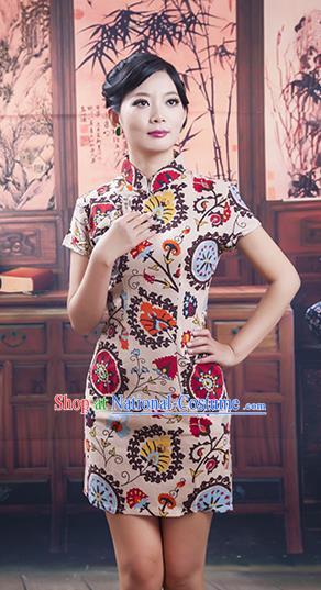 Traditional Ancient Chinese Republic of China Cheongsam, Asian Chinese Chirpaur Short Qipao Dress Clothing for Women