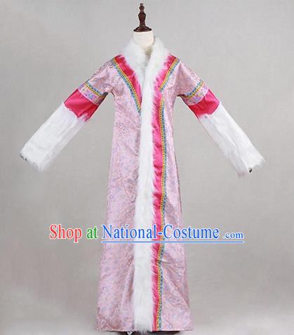 Traditional Ancient Chinese Imperial Consort Costume Pink Cloak, Chinese Qing Dynasty Manchu Lady Embroidered Clothing for Women