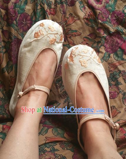 Traditional Chinese National Embroidered Shoes Handmade Linen Shoes, China Hanfu Embroidery Flowers Shoes for Women