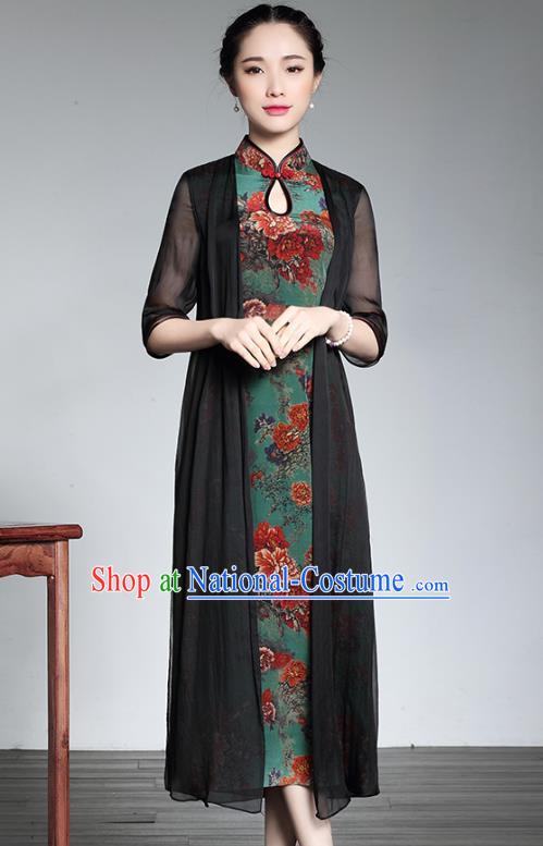 Traditional Chinese National Costume Elegant Hanfu Cheongsam, China Tang Suit Plated Buttons Chirpaur Dress for Women