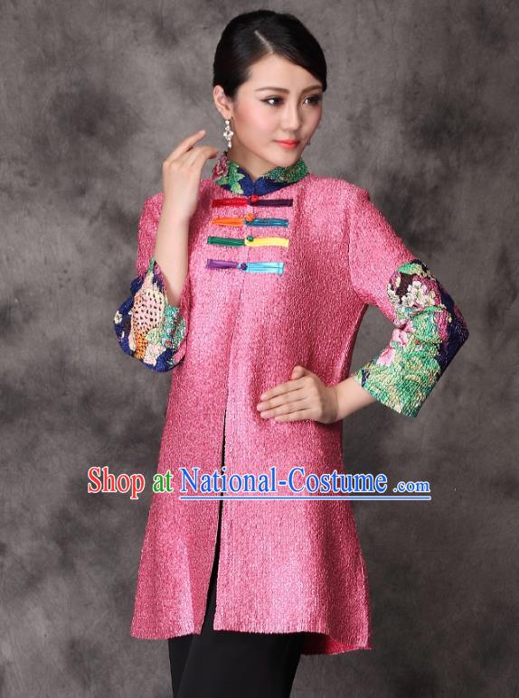 Traditional Chinese National Costume Elegant Hanfu Cheongsam Jacket, China Tang Suit Plated Buttons Chirpaur Coat for Women