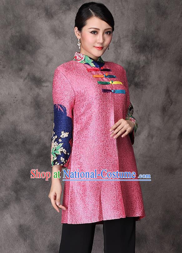 Traditional Ancient Chinese Young Women Cheongsam Dress Republic of China Tangsuit Stand Collar Blouse Dress Tang Suit Clothing for Women