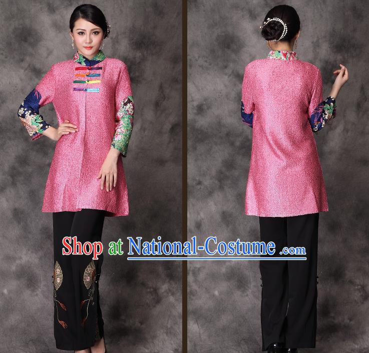 Traditional Ancient Chinese Young Women Cheongsam Dress Republic of China Tangsuit Stand Collar Blouse Dress Tang Suit Clothing for Women