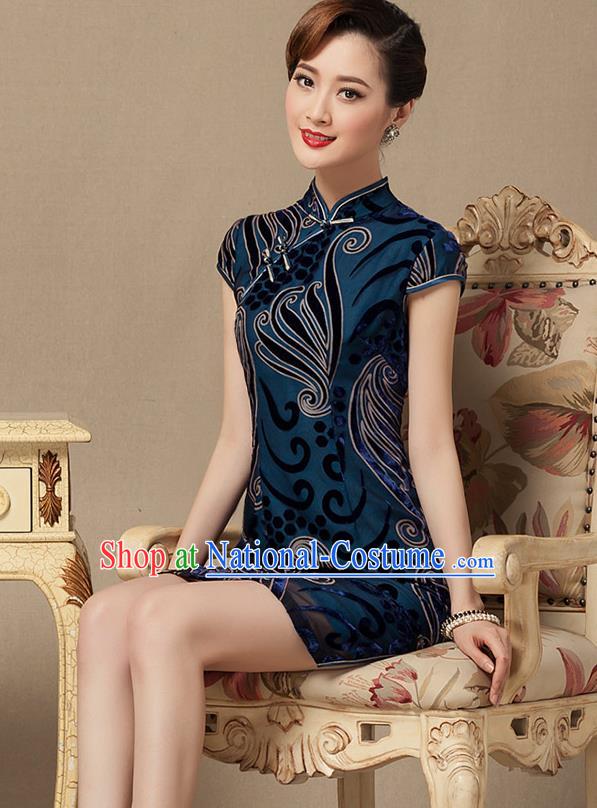 Traditional Ancient Chinese Young Women Cheongsam Dress Republic of China Tangsuit Stand Collar Blouse Dress Tang Suit Clothing for Women