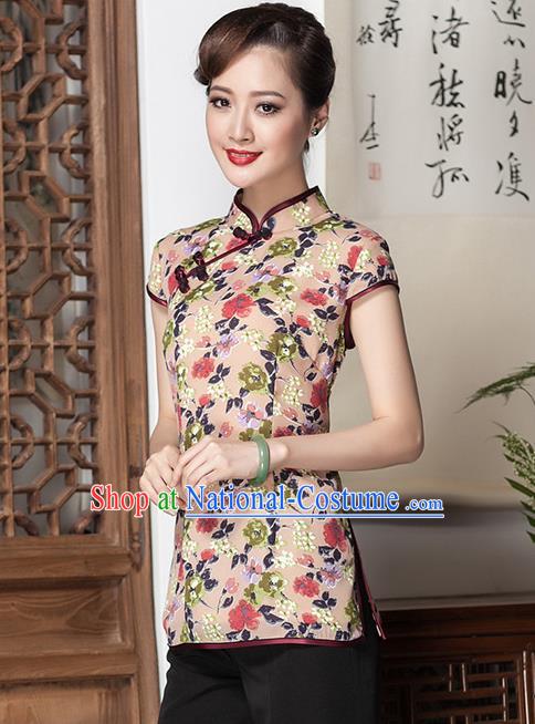 Traditional Ancient Chinese Young Women Cheongsam Dress Republic of China Tangsuit Stand Collar Blouse Dress Tang Suit Clothing for Women