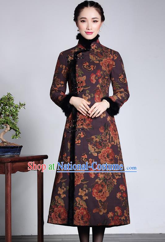 Traditional Chinese National Costume Elegant Hanfu Plated Buttons Silk Dust Coat, China Tang Suit Cheongsam Coat for Women