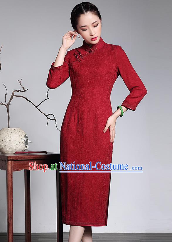 Traditional Ancient Chinese Young Women Cheongsam Dress Republic of China Tangsuit Stand Collar Blouse Dress Tang Suit Clothing for Women