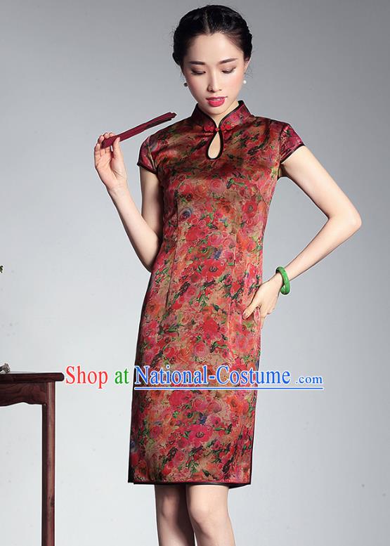 Traditional Chinese National Costume Elegant Hanfu Plated Button Mandarin Qipao, China Tang Suit Cheongsam for Women