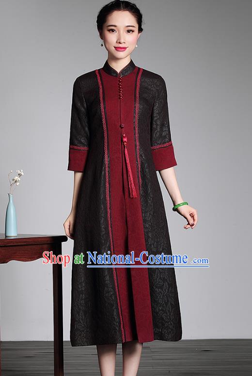 Traditional Chinese National Costume Elegant Hanfu Cheongsam Coat, China Tang Suit Plated Buttons Chirpaur Dust Coat for Women