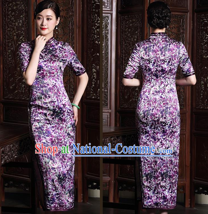 Traditional Ancient Chinese Young Women Cheongsam Dress Republic of China Tangsuit Stand Collar Blouse Dress Tang Suit Clothing for Women