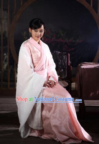 Asian China Han Dynasty Palace Lady Princess Costume, Traditional Chinese Ancient Hanfu Embroidered Clothing for Women