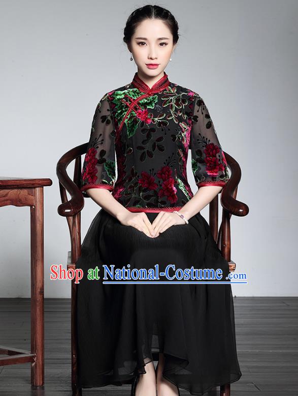 Traditional Chinese National Costume Plated Buttons Qipao Dress, China Tang Suit Chirpaur Silk Cheongsam for Women