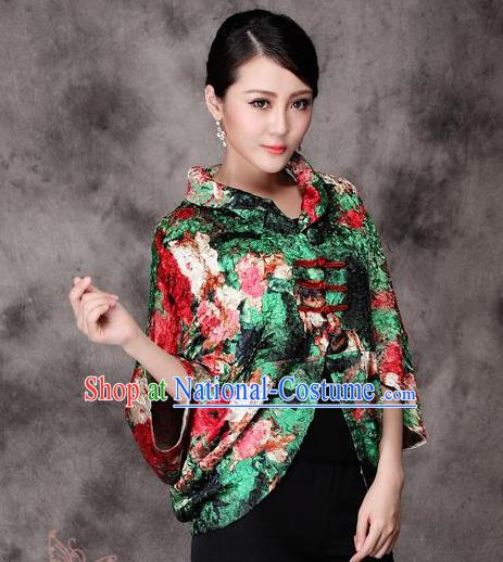 Traditional Ancient Chinese Young Lady Green Silk Cheongsam Jacket, Republic of China Qipao Tang Suit Plated Buttons Coat for Women