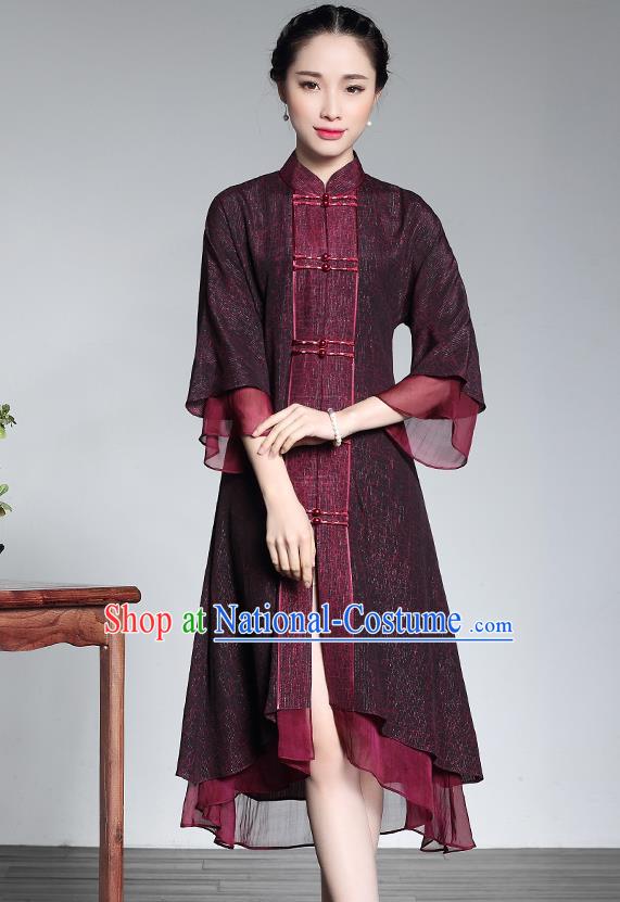 Traditional Ancient Chinese Young Women Cheongsam Dress Republic of China Tangsuit Stand Collar Blouse Dress Tang Suit Clothing for Women