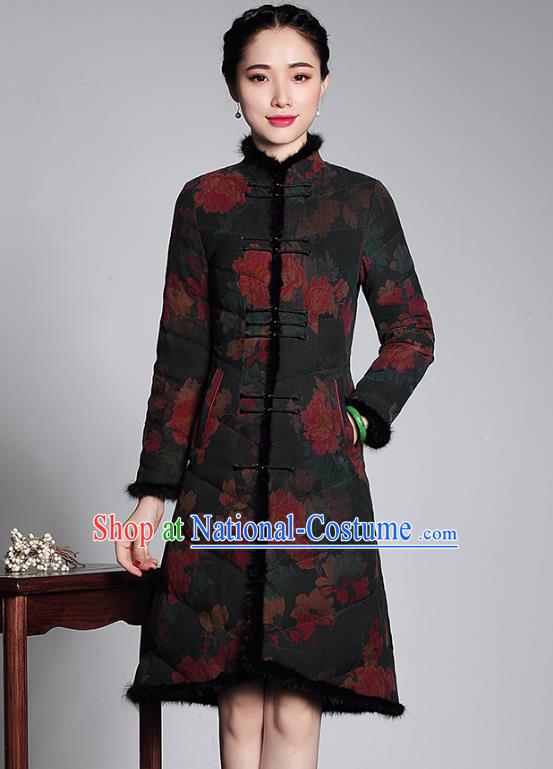 Top Grade Asian Republic of China Plated Buttons Cheongsam Dust Coat, Traditional Chinese Tang Suit Overcoat for Women