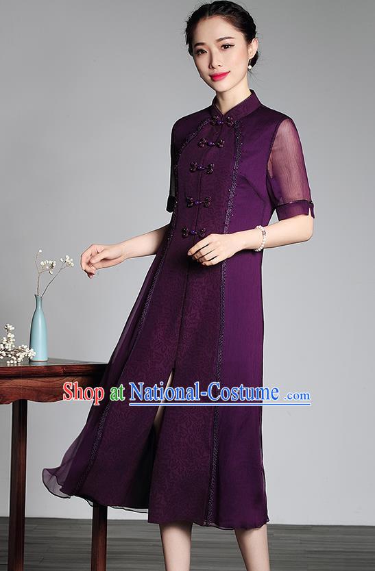 Traditional Ancient Chinese Young Women Cheongsam Dress Republic of China Tangsuit Stand Collar Blouse Dress Tang Suit Clothing for Women