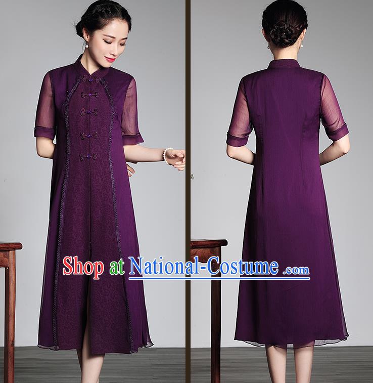 Traditional Ancient Chinese Young Women Cheongsam Dress Republic of China Tangsuit Stand Collar Blouse Dress Tang Suit Clothing for Women