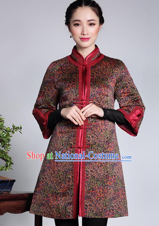 Asian Republic of China Young Lady Retro Stand Collar Cheongsam Coats, Traditional Chinese Qipao Jacket Tang Suit Upper Outer Garment for Women