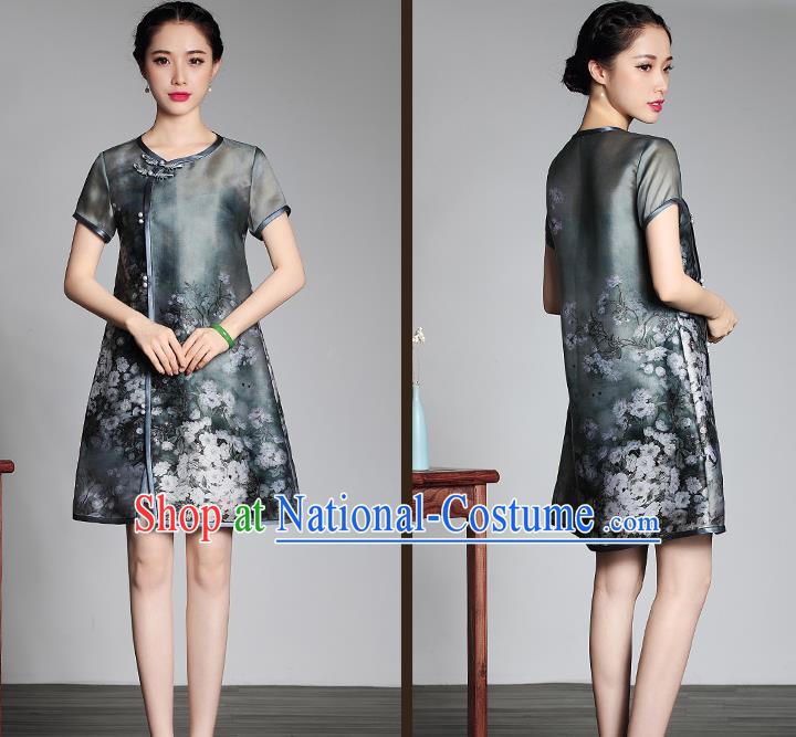 Traditional Ancient Chinese Young Women Cheongsam Dress Republic of China Tangsuit Stand Collar Blouse Dress Tang Suit Clothing for Women