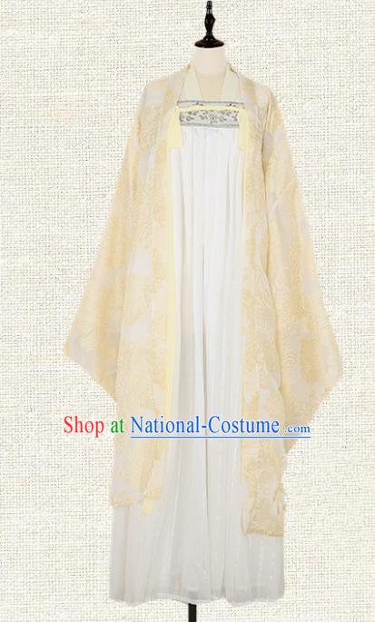 Asian China Tang Dynasty Princess Costume Complete Set, Traditional Ancient Chinese Elegant Hanfu Embroidered Clothing for Women