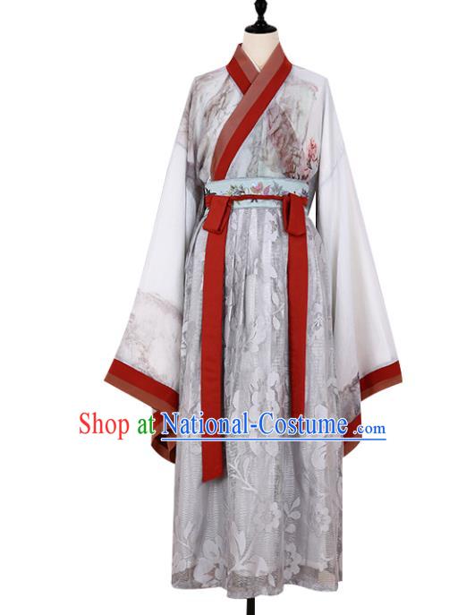 Asian China JIn Dynasty Palace Lady Embroidered Clothing, Traditional Ancient Chinese Imperial Princess Hanfu Dress Clothing for Women