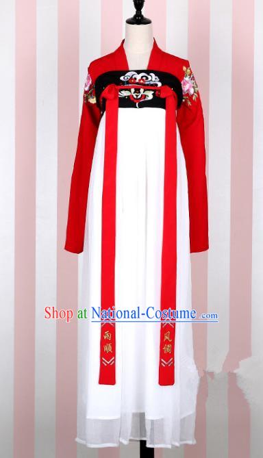 Asian China Tang Dynasty Young Lady Embroidered Costume, Traditional Ancient Chinese Imperial Concubine Elegant Hanfu White Slip Skirt Clothing for Women