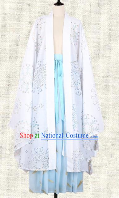 Asian China Tang Dynasty Princess Embroidered Wide Sleeve Cardigan, Traditional Ancient Chinese Palace Lady Hanfu Costume for Women