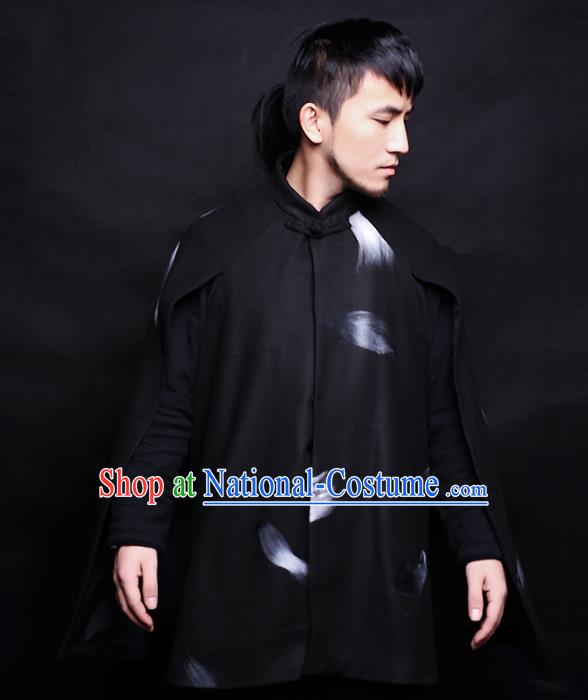 Asian China National Costume Woolen Coat, Traditional Chinese Tang Suit Jacket Clothing for Men