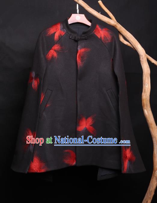 Asian China National Costume Woolen Printing Coat, Traditional Chinese Tang Suit Jacket Clothing for Men