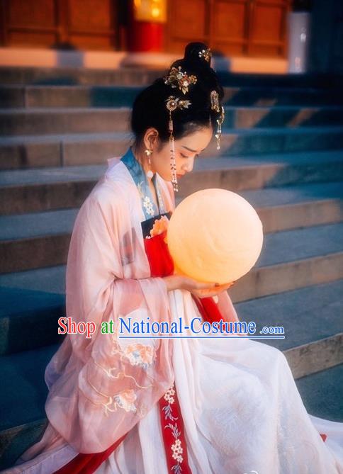 Asian China Tang Dynasty Palace Lady Costume Princess Embroidered Clothing Complete Set for Women