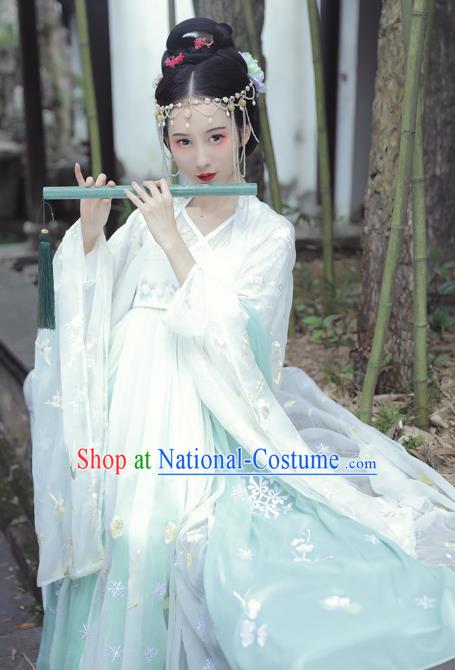 Asian China Tang Dynasty Palace Lady Costume, Traditional Ancient Chinese Imperial Concubine Embroidered Elegant Hanfu Clothing for Women