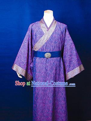 Traditional Ancient Chinese Emperor Costume, Asian Chinese Han Dynasty Majesty Purple Robe Clothing for Men