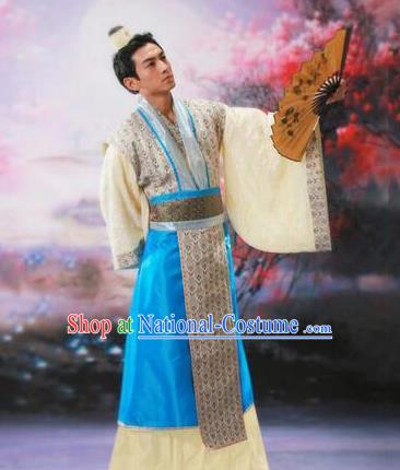 Traditional Ancient Chinese Prince Hanfu Costume, Asian Chinese Han Dynasty Nobility Childe Clothing for Men