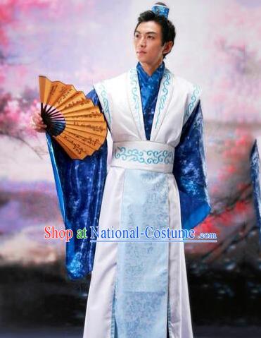 Traditional Ancient Chinese Prince Hanfu Scholar Costume, Asian Chinese Han Dynasty Nobility Childe Clothing for Men