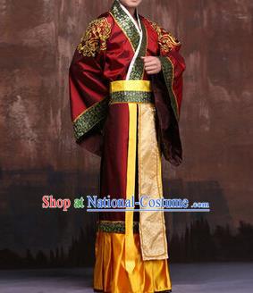 Traditional Ancient Chinese Emperor Royal Highness Costume, Asian Chinese Han Dynasty Majesty Clothing for Men