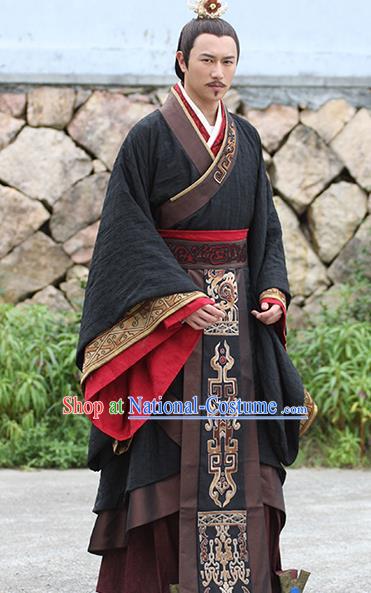 Traditional Ancient Chinese Imperial Emperor Costume, Chinese Han Dynasty Majesty Embroidered Clothing for Men